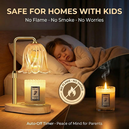 Candle Warmer Lamp with Timer Dimmable: Birthday Gifts for Women Adjustable Height Candles Light Warmers Lamps Gold Crystal Candle Warmer, House Warming Gift New Home Decor, for Women