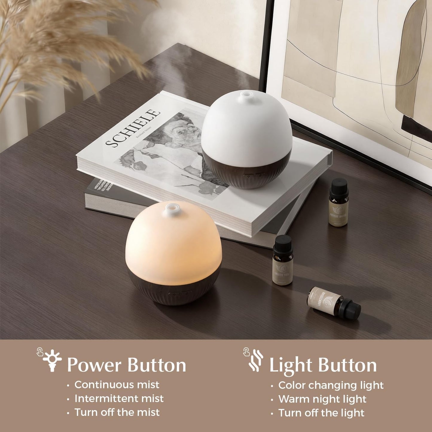 ARVIDSSON Essential Oil Diffuser, 100ml Small Aromatherapy Diffuser with Mood Light, Ultrasonic Oil Diffusers for Home, Mini Diffuser for Essential Oils, Gift for Women