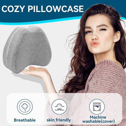 Knee Pillow for Side Sleepers Hip Pain, Leg Pillow for Side Sleeping | Side Sleeper Pillows Memory Foam Back, Sciatica, Knee Pain Relief with Washable Cover, White 1 Pack