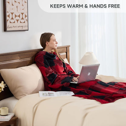 IFNOW Fleece Wearable Blanket with Sleeves, Oversized Snuggle Robe