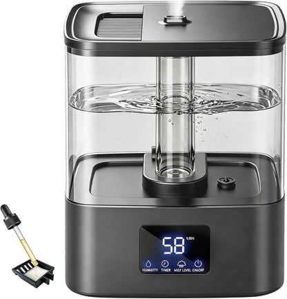 KZF Humidifiers for Bedroom, 4L Cool Mist Humidifier for Large Room, Black
