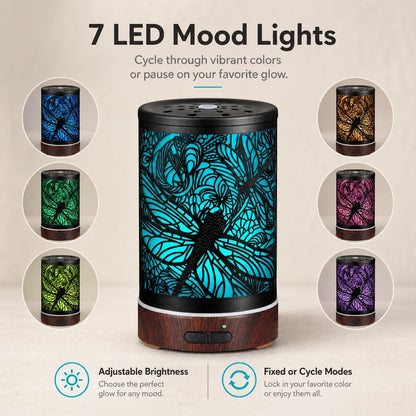 Tree Essential Oils Diffuser for Home 150ML Aromatherapy Diffuser | Birthday Gifts for Women mom,Metal Cool Mist Humidifier with 7 Colors Lights Waterless Auto Off Air Diffusers