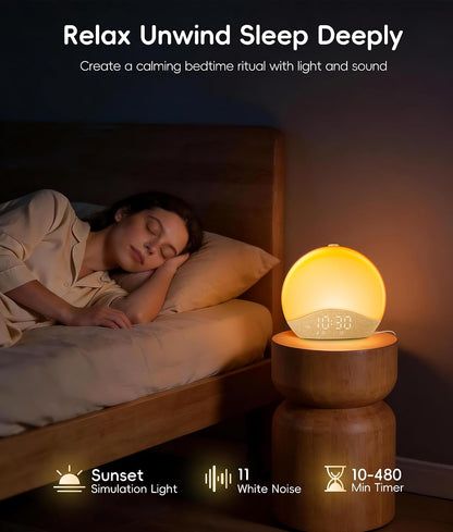 ecozy Sunrise Alarm Clock for Bedroom, White Noise Sound Machine
