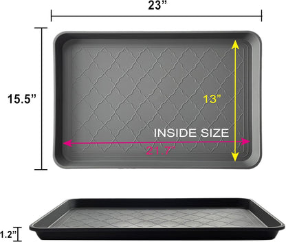 PetLike Boot Tray for Entryway Indoor, Pet Food Mat, 23 x 15.5 inch 2 Packs, Waterproof Rubber Shoe Tray for Indoor and Outdoor, Multi-Purpose Trays for Boots, Shoes, Pets, Garden