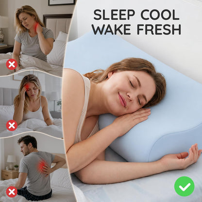 Contour Memory Foam Cervical Pillow for Neck Pain Relief, White | Orthopedic neck support | Standard size | side/back/stomach sleep | cervical alignment | two height choices | washable cover