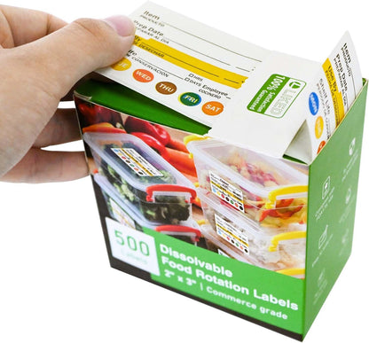 L LIKED Dissolvable Label Shelf Life for Food Rotation Use by Stickers 2 x 3 Inch Roll of 250 Labels