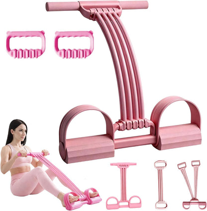 2026 NEW Pedal Resistance Band with Handle,8 Tube Detachable Elastic 3-in-1 Multifunctional Foot Pedal Resistance Assistance Expander for Foot Pedal Pull, Back Stretch & Chest Expand
