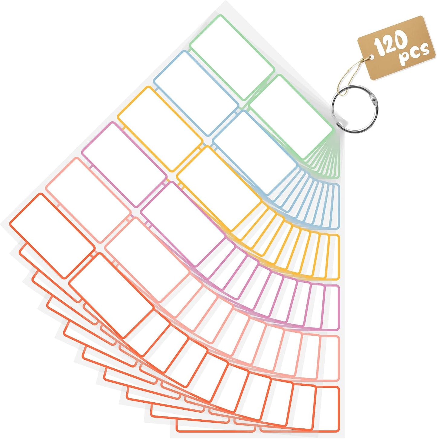 PPB Dry Erase Labels Stickers, Reusable Waterproof Removable Notes for Storage Bins, Freezer, Kitchen, Classroom, Whiteboard, All Purpose Use (1.2”x 2”, Multicolor, 60 Dots)