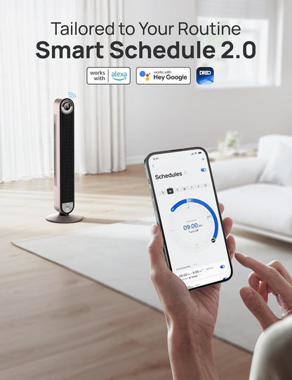 DREO Tower Fan for Bedroom, Upgraded DC 28ft/s Velocity, 9 Speeds