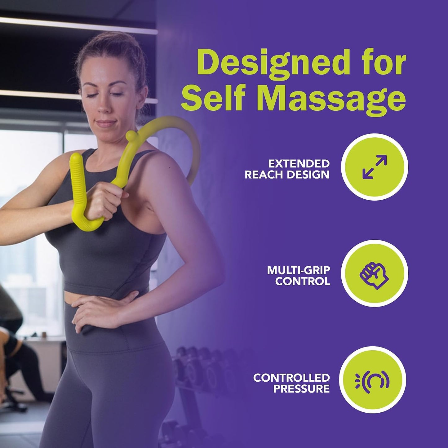 GoFit Muscle Self Massage Hook – Ergonomic Massage Wand for Targeted Muscle Relief, Deep Tissue Trigger Point Therapy, and Myofascial Release