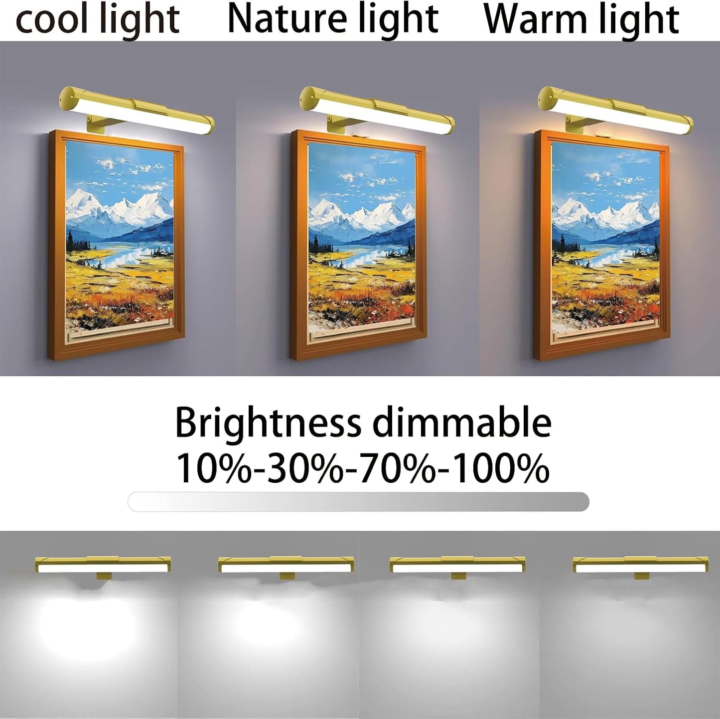 MIOBLUE Rechargeable Picture Lights with Remote,Full Metal Painting Light Display LED Battery Lamp with 3 Lighting Modes, Dimmable Dartboard Light with Timer for Frame Portrait Art