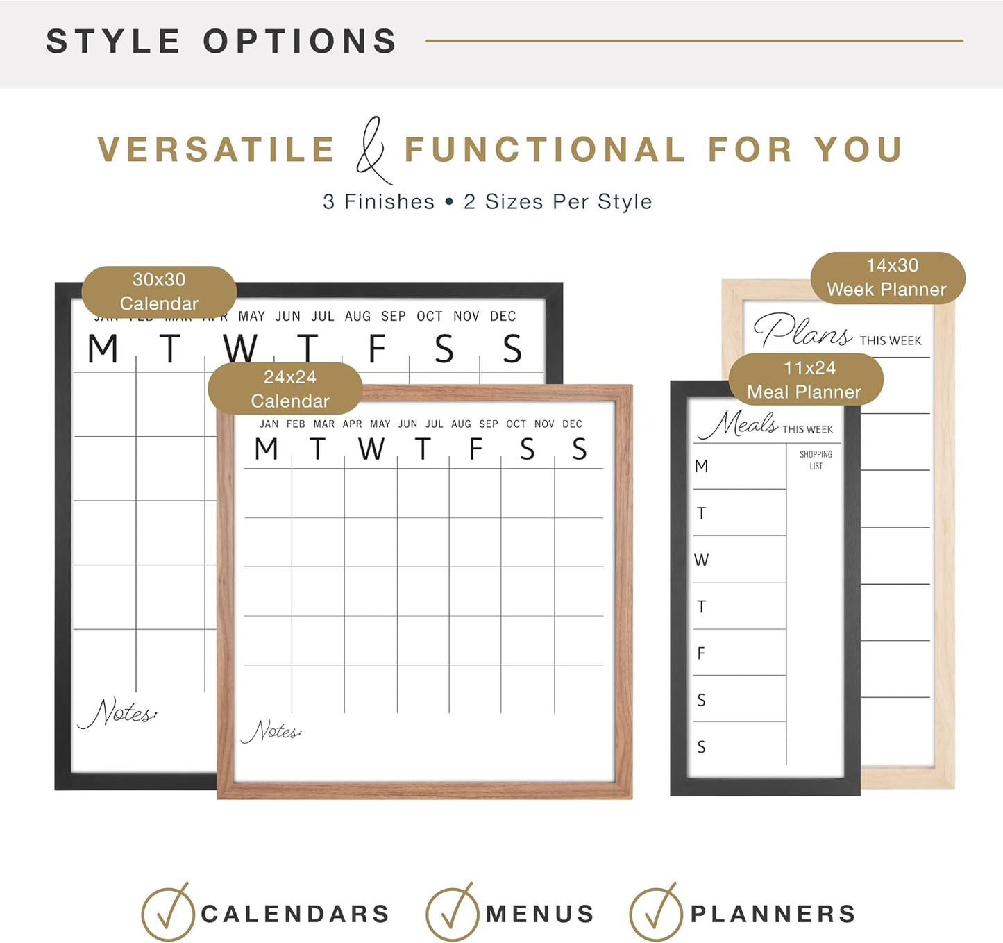 MCS Dry Erase Weekly Meal Planner Black Framed Calander Whiteboard, 11x24 | Dry Erase Weekly Meal Planner Black Framed Calander Whiteboard Frame, 11x24 Inch
