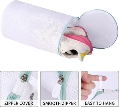 Shoe Washing Machine Bag, Laundry Bag for Sneakers, Orange, 7x15 | Bag to Wash Shoes in Washer and Dryer, for Tennis, Footwear, Trainers, Slippers, Prevent Tangling, Honeycomb Mesh