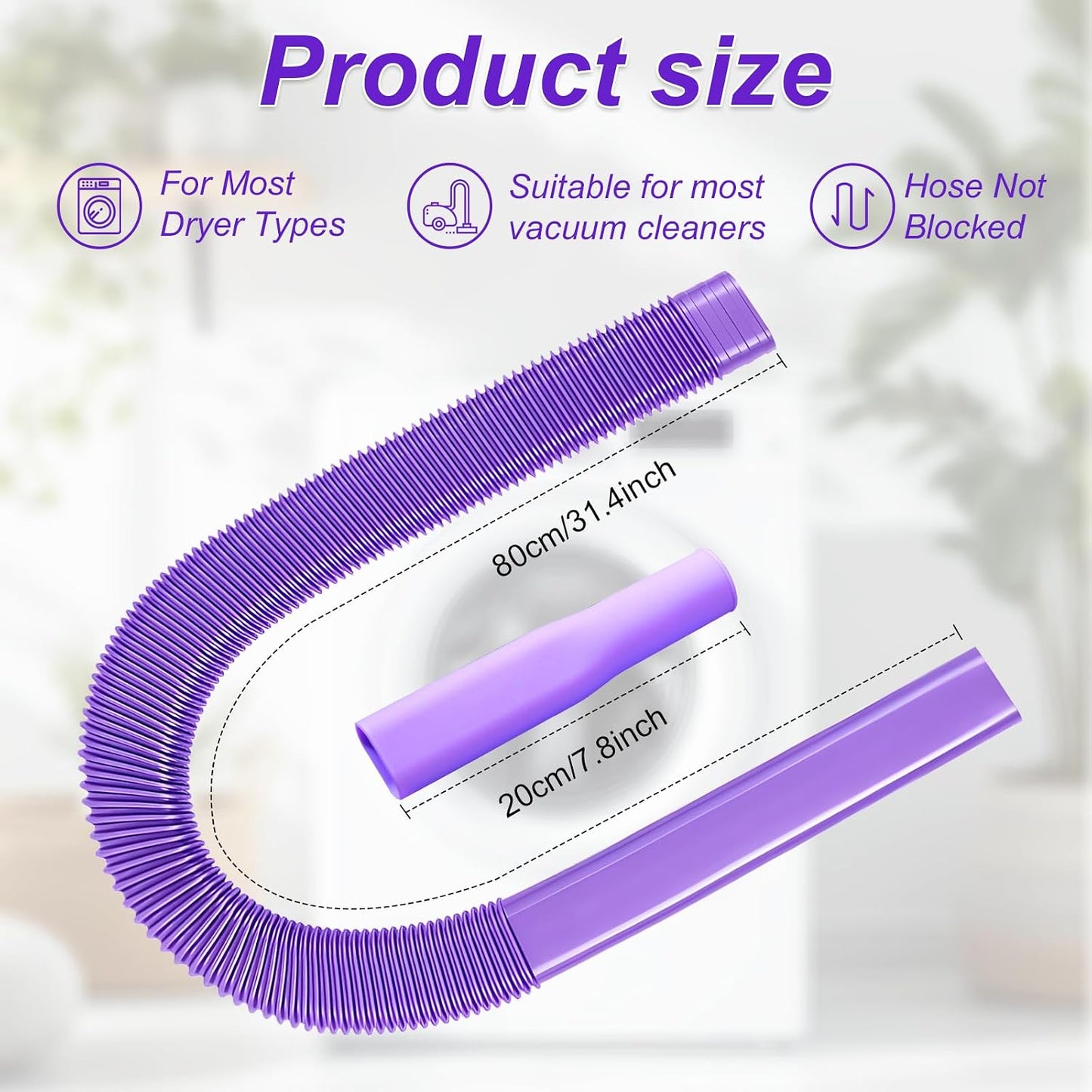 Upgraded Dryer Vent Cleaner Kit: Universal Vacuum Hose Attachment for Lint Removal Fits All Vacuums Cleaner Dryer Cleaning Tools for Clogged Ducts (Blue)