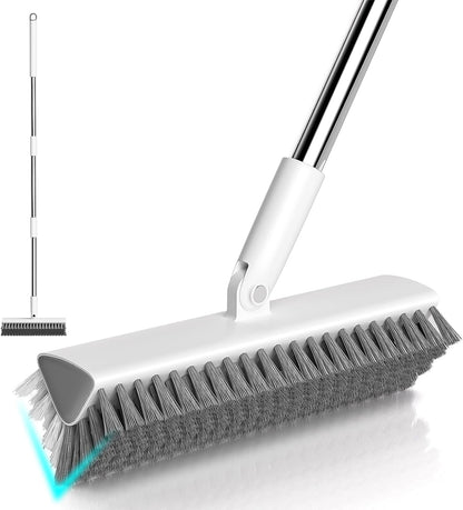 Floor Scrub Brush with Long Handle, Heavy-Duty Tile and Shower Grout Brush Stiff, Professional Grout Cleaner for Bathroom, Kitchen, Floor, Tile Brush Concrete Surfaces