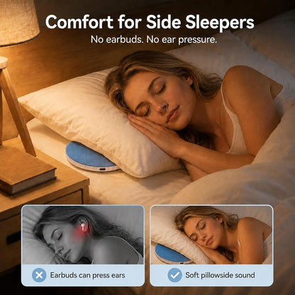 Pillow Speaker for Sleeping, Headphone-Free Mini Bluetooth Speaker Under Pillow, White Noise Sound Machine with Pink Noise, Auto-Off Timer for Side Sleeper