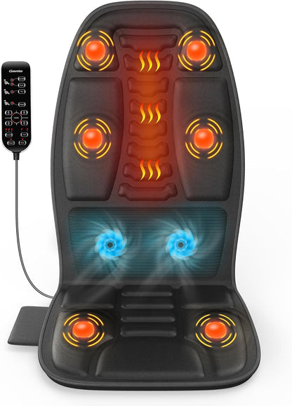 Massage Seat Cushion with Heat, 6-Motor Vibration Back Massager for Chair, Chair Massager Pad with 4 Modes & 3 Intensities for Office Chair, Sofa and Recliner