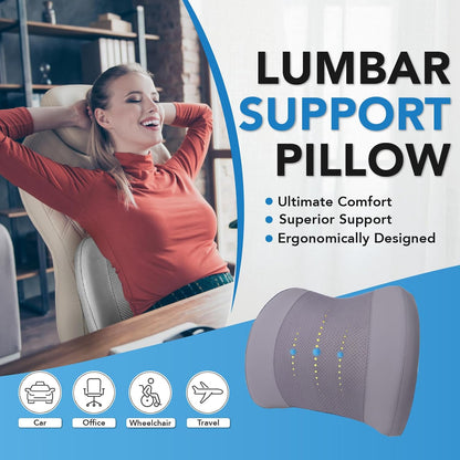 Lofty Aim Lumbar Support Pillow for Car, Car Seat Back Support for Driving | Memory Foam Car Lumbar Support for Driving Seat, Car Back Cushion, Adjustable Straps, Lower Back Pillow, Office Chairs, Black