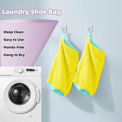 Shoe Washing Machine Bag Shoe Laundry Bags for Sneakers Reusable 2pc Shoes Cleaning Bags 360° Deep Clean for All Shoes Types With Invisible Zipper