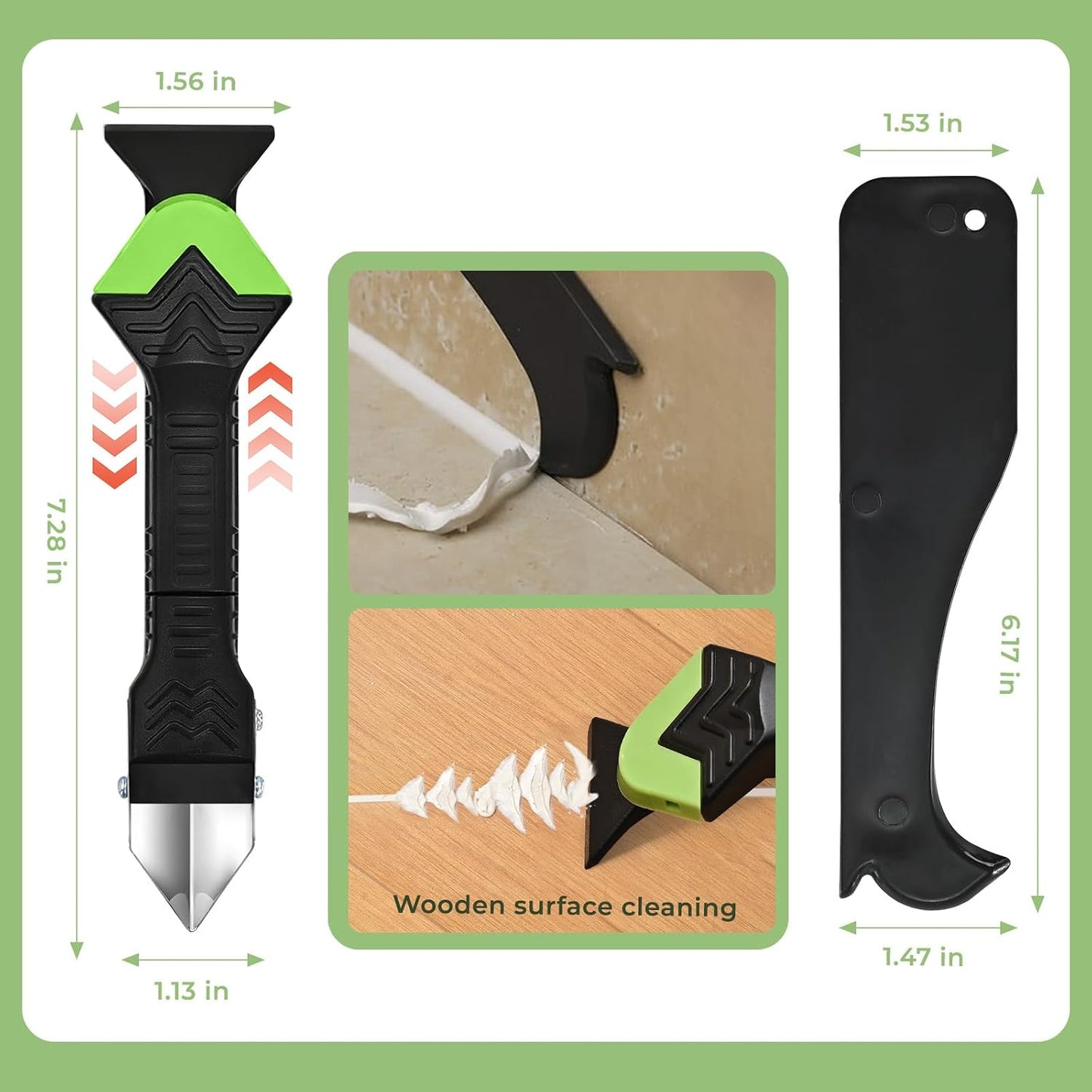 Silicone Caulking Tool Kit, Caulk Remover & Grout Removal Tool | Sealant Finishing Tool with Stainless Steel Head for Bathroom Shower Bathtub Tile DIY Household Renovation