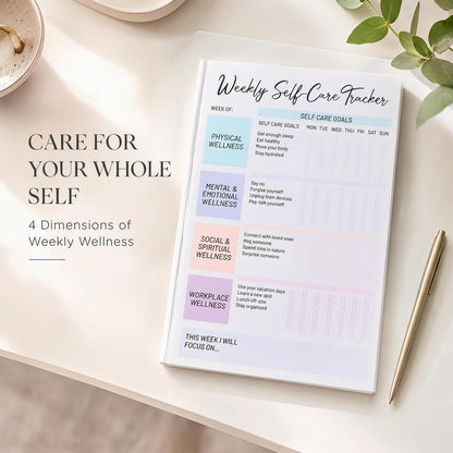 4 Pack Self Care Weekly Tracker Notepads (2 Blank + 2 Guided), 6 ''x 9''