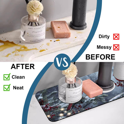 Faucet Mat for Kitchen Sink Absorbent Splash Guard Bathroom 23.5"X5.5"