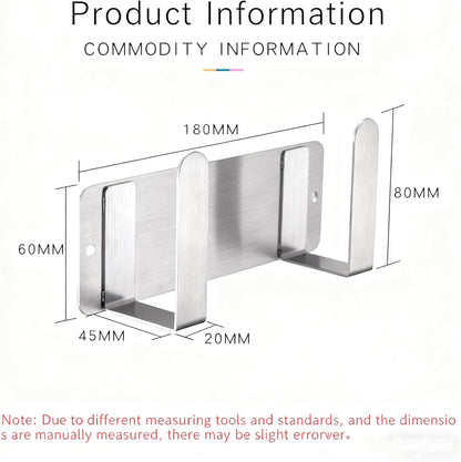 Stainless Steel Wall Mounted Cutting Board Holder Punch-Free Adhesive Multifunctional Kitchen Organizer Pot Lid Storage Rack 7" x 2.3" x 1.8" White