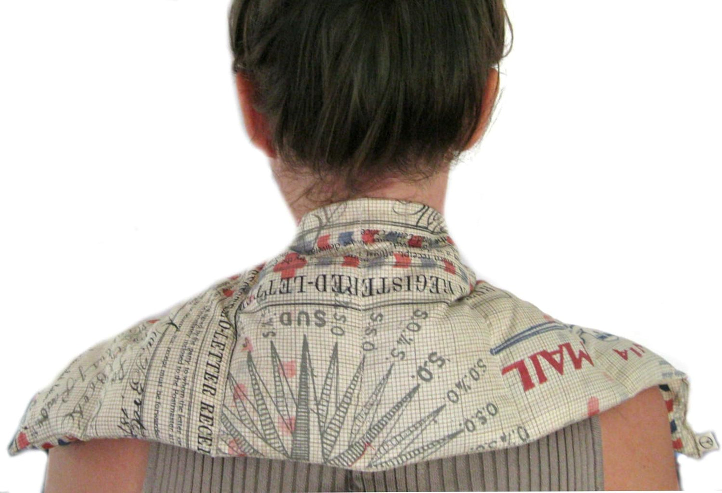Microwavable LOVEwrap Neck & Shoulder wrap - Unscented 6 x 24 - Flax Seed - Soothes Muscle Ache Pain Relief - Natural Soft Cotton - Warming Muscle Relaxation- Flowers Black