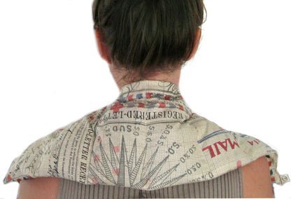 Microwavable LOVEwrap Neck & Shoulder wrap - Unscented 6 x 24 - Flax Seed - Soothes Muscle Ache Pain Relief - Natural Soft Cotton - Warming Muscle Relaxation- Flowers Black
