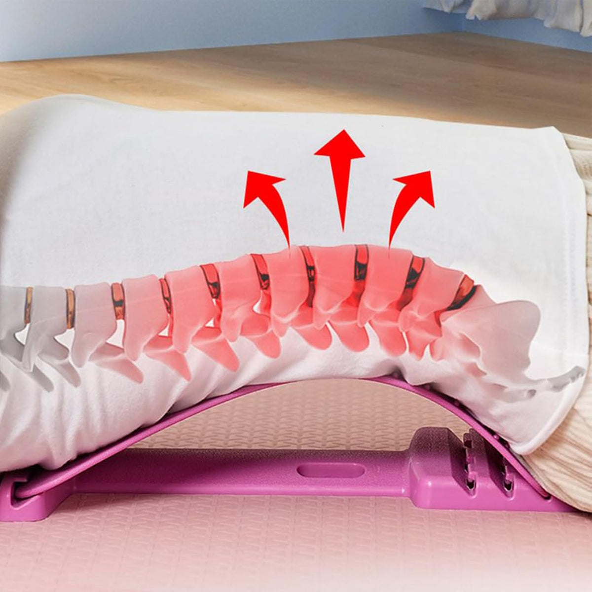 4-Level Adjustable Back Stretcher Device | Built-in Massage Point with Guide Design | Convenient Lumbar Traction Backs Stretcher for Correction Muscle Exercise Spinal Neck Nerve Yoga