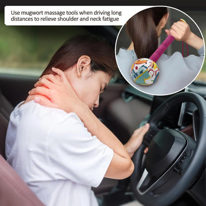 2PCS Herbal Wormwood Lymphatic Drainage Anti Slip Manual Massage Hammer Longer Handle Back Massager for Shoulder, Neck & Muscle Pain Relief (Rose Red/Dark Blue)