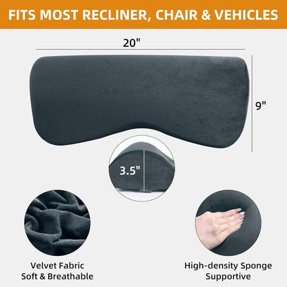 HOMBYS Cervial Neck Pillow for Recliner, Foam Headrest Cushion for Sleeping, Medium Firm Neck Support for Couch, Office Chair and Car, Non-Slip Backing and Elastic Straps, Dark Grey