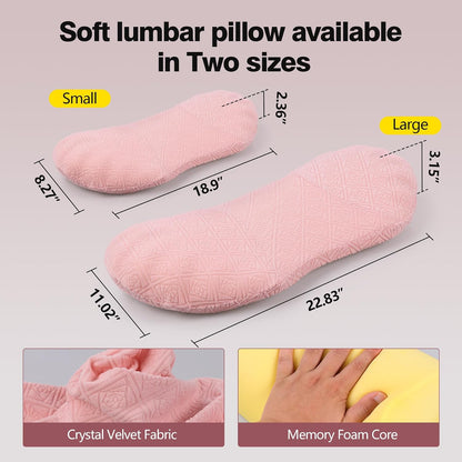COMFYTHERA Lumbar Support Pillow for Sleeping Memory Foam Lumbar Support Cushion for Lower Back Pain Relief, Back Support Bed Pillow Waist Support (Dark Grey, Large)