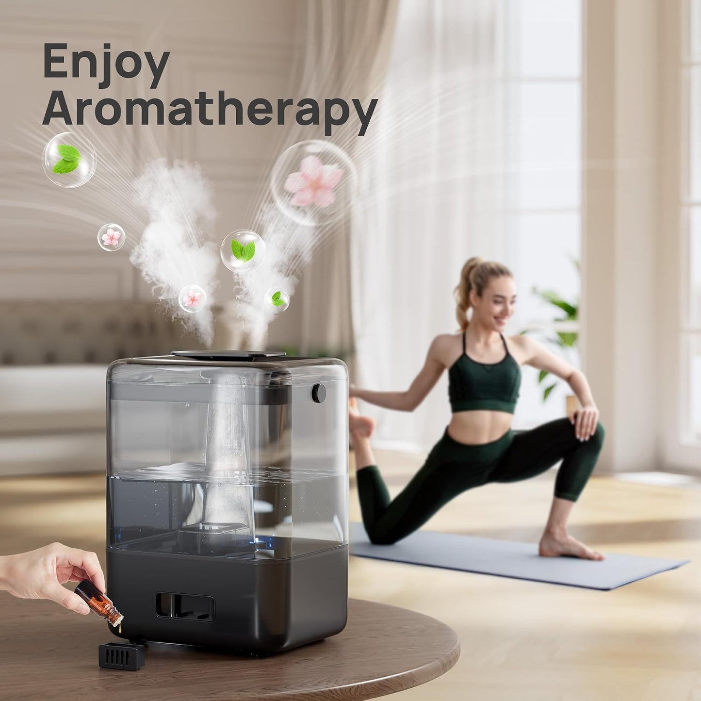 CHIVALZ Humidifiers for Bedroom Large Room, 6L Cool Mist Top Fill Humidifier with Essential Oil Diffuser, 26dB Quiet Ultrasonic Humidifier for Baby Nursery Plants, 50H Runtime Night Light 1 Pack White | Easy to Refill and Clean, Oil Diffuser, Blue