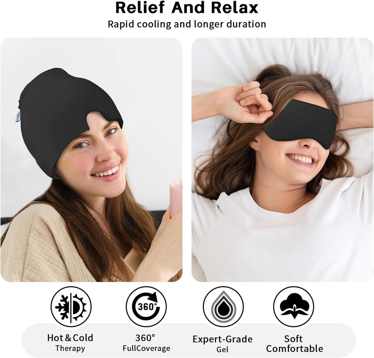 my novel things Migraine Relief Cap, Ice Headache Relief Mask Cold Cap Set
