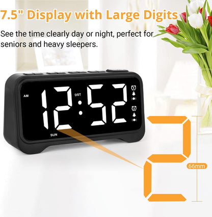 Vibrating Alarm Clock for Heavy Sleepers, 3-Level Bed Shaker, Dual Alarms