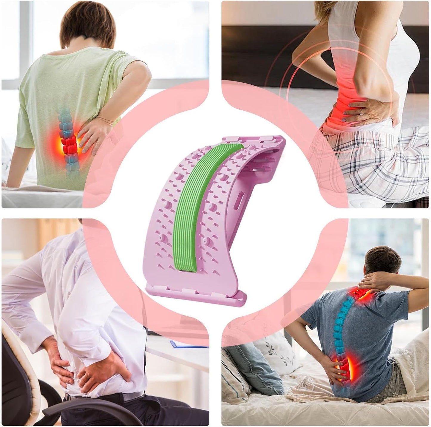 Lower Back Stretcher 3-Level Adjustable Lumbar Spine Massager Corrector | Back Board Stretcher Muscle Release Fitness Body Recovery for Men Athlete Sleeping Exercise Yoga Workout Home