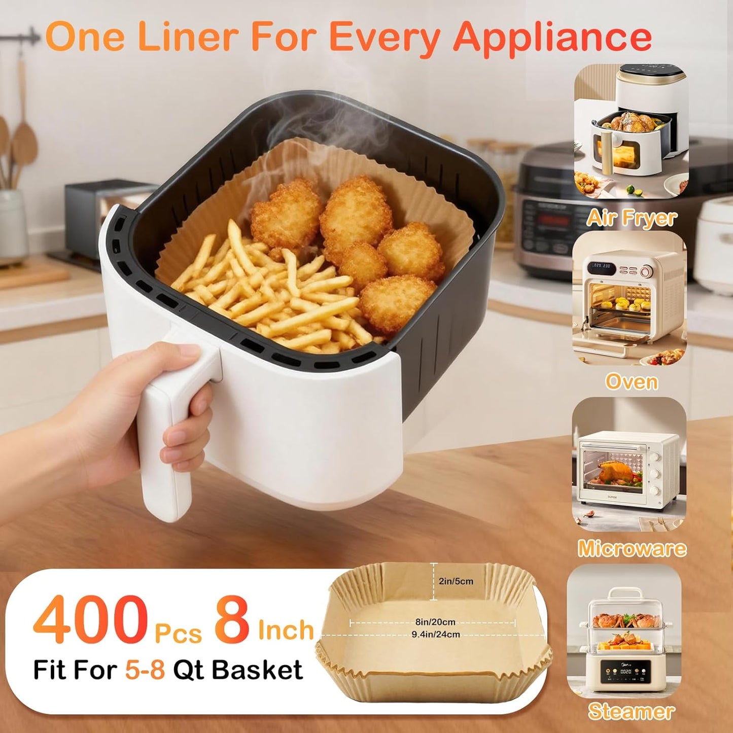 200PCS Air Fryer Liners for Ninja: Higher Non-Stick Disposable Parchment Paper Liner for Ninja DZ201/DZ401 Dual Airfryer Baking - Food Grade Ninja Air fryer Accessories (Rectangle - 8.6 x 5.5 inch)