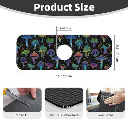 Abstract Flower Blooming Floral Watercolor Kitchen Sink Splash Guard Faucet Mat Super Absorbent Fast Drying Mat Sink Gadgets-Fast Drying Pad Sink Mat For Kitchen Bathroom (15" X 5.5" )