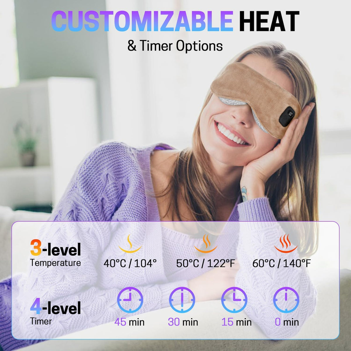 Aurya Heated Eye Mask for Dry Eyes, Cordless Warm Eye Mask, Relief Eye Irritated & Strained, Heated Mask for Blepharitis, Styes, Eye Relief, 8.85×3.35 in