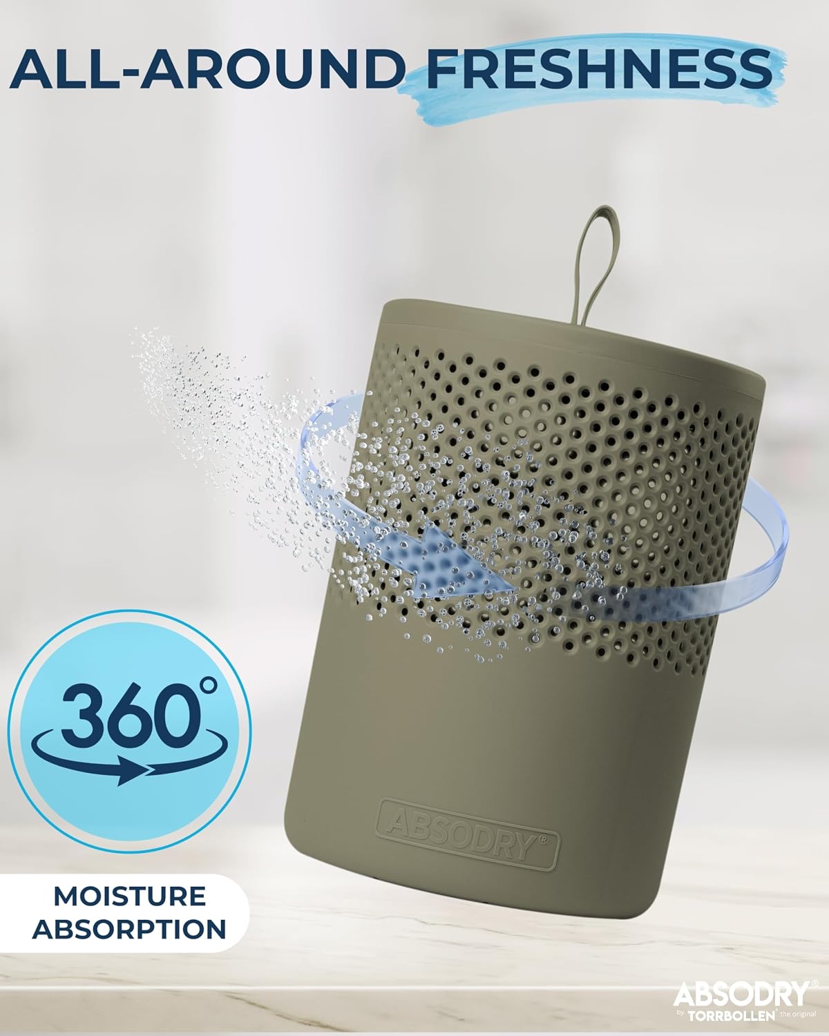 Closet dehumidifier - Absodry by Torrbollen Moisture Absorber 1.3lb Bag — Dehumidifier for Bedroom, humidity absorber, Air Freshener and Purifier for Home Up to 90 Days, 269 ft² (White)