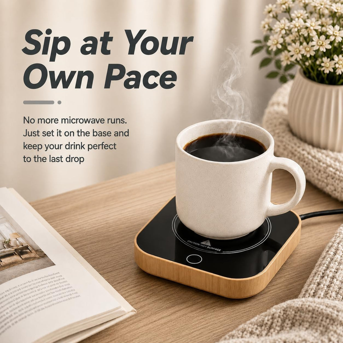 Coffee Cup Warmer, Auto Shut-Off Mug Warmer, 3 Temperature Setting