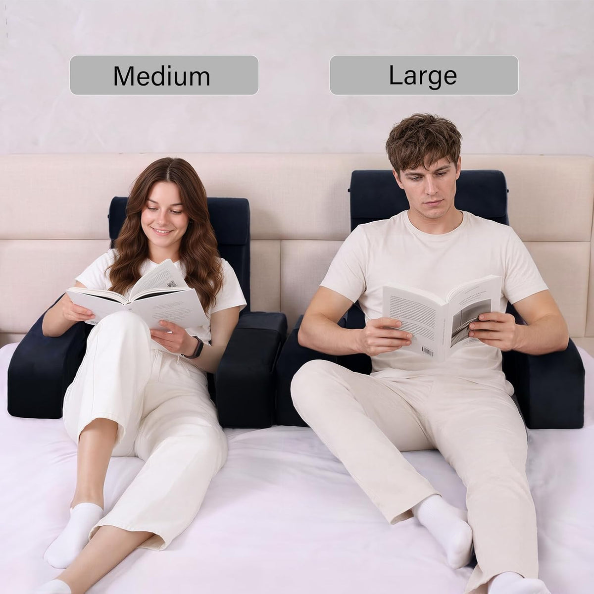 ENITYA 21" Reading Pillow for Bed with Firm Back Support & Big Pockets