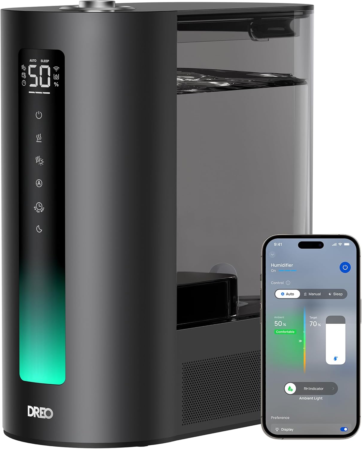 DREO 6L Smart Humidifiers for Bedroom, Warm & Cool Mist for Large Room | 60-Hour Quiet Runtime, 500ML/H Output, Smart Humidity Sensor, Indicator Light, App Control, Works with Alexa & Google, Silver