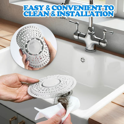 Shower Drain Hair Catcher Silicone Flat Floor Strainer Protector | 2 Pack Gray Weighted Flat Shower Drain Protectors, Traps Hair Before Clogs, Easy to Clean in Seconds, Fits Flat Floor Drains