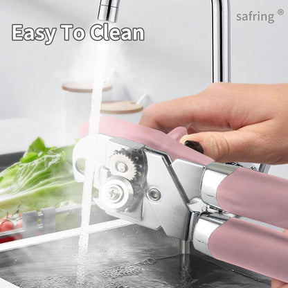Safring Can Opener Manual, Handheld Strong Heavy Duty Stainless Steel Can Opener, Comfortable Handle, Sharp Blade Smooth Edge, Can Openers with Multifunctional Bottle Opener