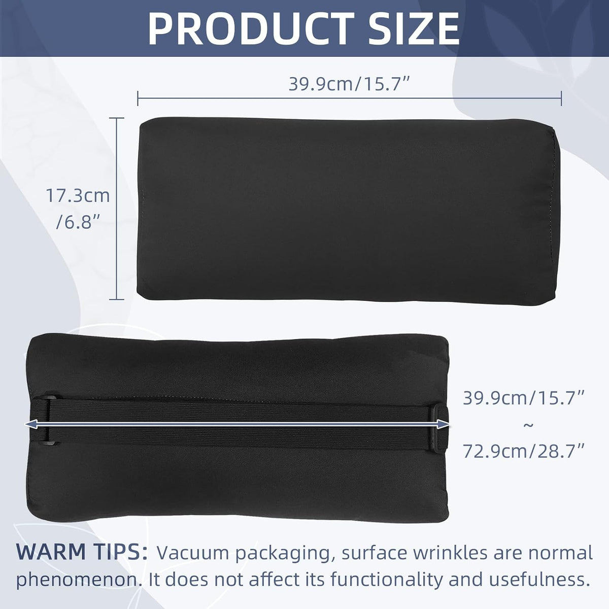 Chaise Lounge Head Pillow, 2 Pack Outdoor Patio Pillows with Adjustable Strap, Lounge Head Resting Pillow for Recliner Beach Pool Lounger Office Chair，Water Resistant Gray