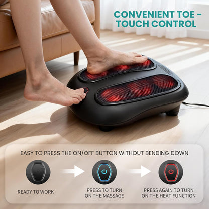 Nekteck Foot Massager with Heat, HSA Eligible FSA Massage Tools Gifts | Shiatsu Heated Electric Kneading Foot Massager Machine for Plantar Fasciitis, Built-in Infrared Heat Function and Power Cord