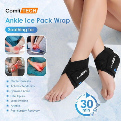 ComfiTECH 30-Min Cooling Ankle Ice Pack Wraps Plantar Fasciitis Relief