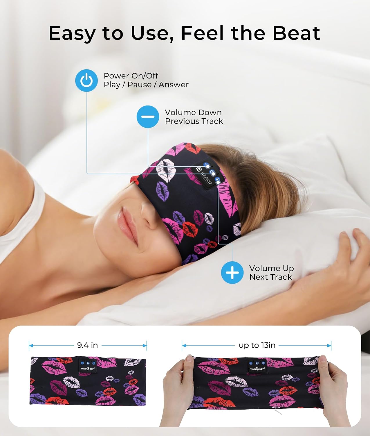 LOVE EYE Sleep Sport Headphones Wireless Bluetooth 5.4 Headband Headphone | Sleeping Earphones for Side Sleepers Removable and Washable Headbands Earbuds for Running Workout Unique Gifts for Women Men